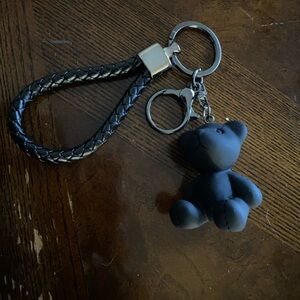 Black Bear Keychain with Braided Strap
